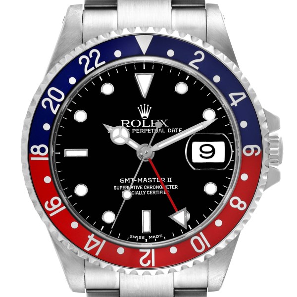 Rolex GMT Master II Blue Red Pepsi Bezel Steel Mens Watch 16710 Box Papers