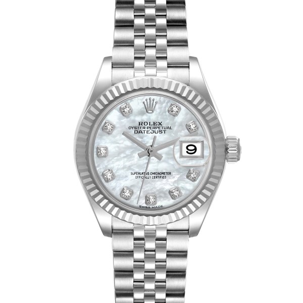 Rolex Datejust Steel White Gold Mother of Pearl Diamond Dial Ladies Watch 279174 Box Card Rolex Datejust Steel White Gold Mother of Pearl Diamond Dial Ladies Watch 279174 Box Card