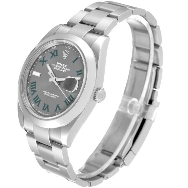 Rolex Datejust 41 Grey Green Wimbledon Dial Steel Mens Watch 126300 Box Card