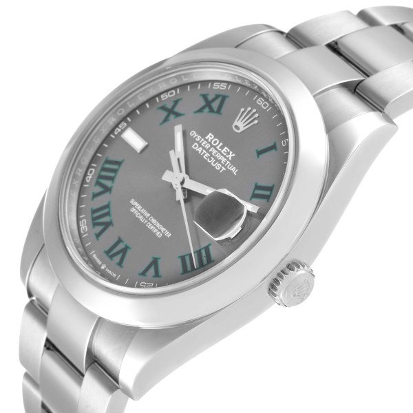 Rolex Datejust 41 Grey Green Wimbledon Dial Steel Mens Watch 126300 Box Card