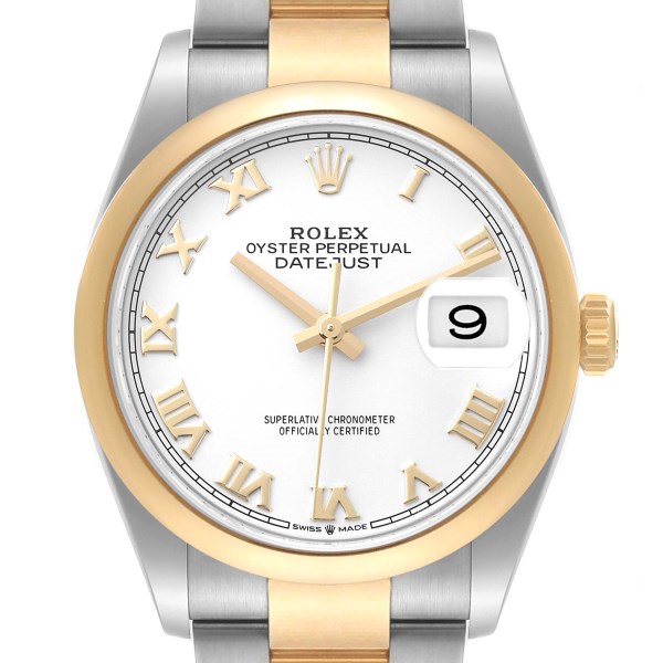 Rolex Datejust Steel Yellow Gold White Dial Mens Watch 126203 Box Card