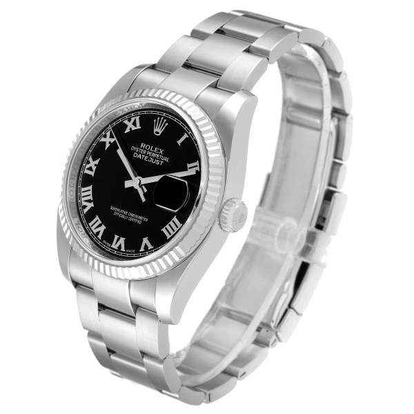 Rolex Datejust Steel White Gold Black Dial Oyster Bracelet Mens Watch 116234