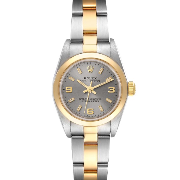 Rolex Oyster Perpetual Non-Date Steel Yellow Gold Slate Dial Ladies Watch 76183