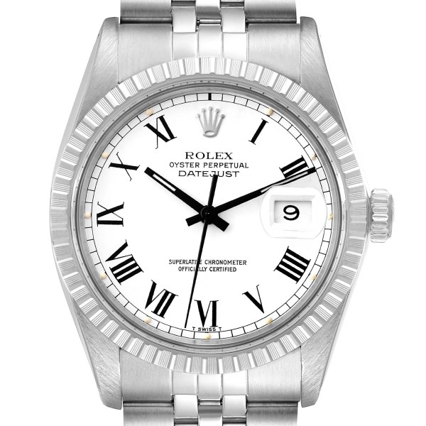 Rolex Datejust White Buckley Dial Steel Vintage Mens Watch 16030