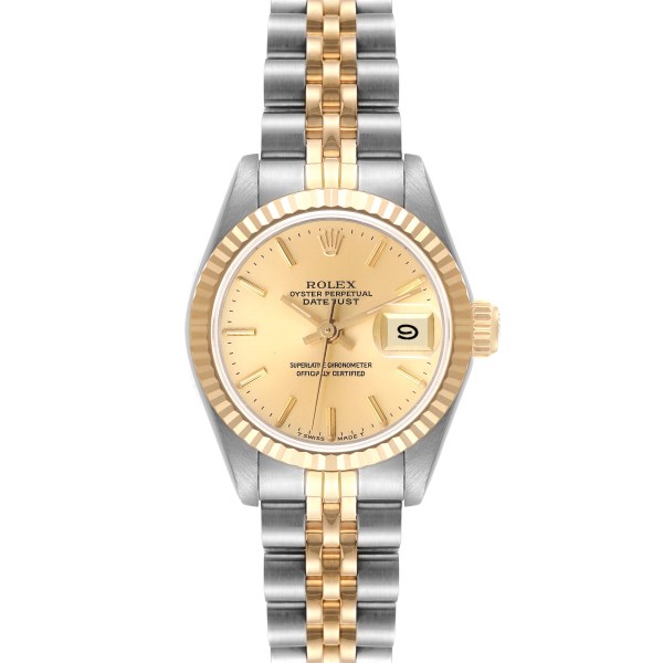 Rolex Datejust Steel Yellow Gold Fluted Bezel Ladies Watch 69173