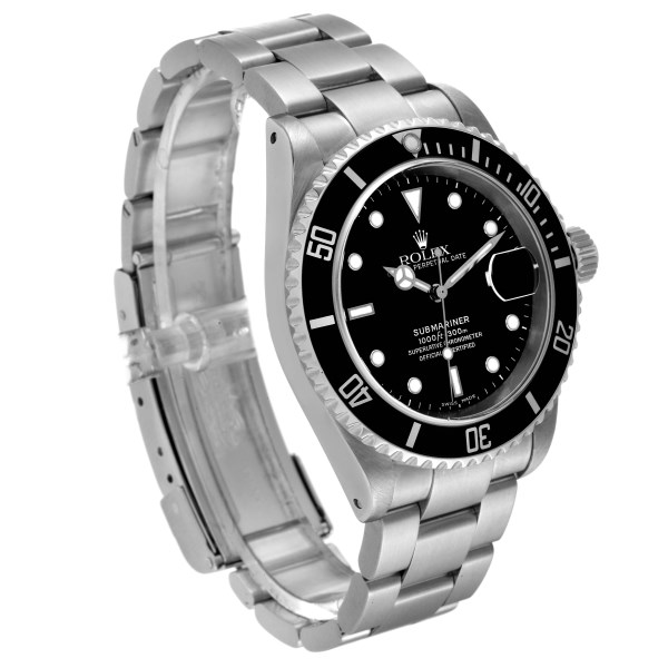 Rolex Submariner Date 40mm Black Dial Steel Mens Watch 16610 Box Papers