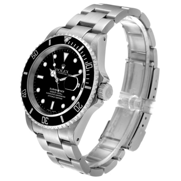 Rolex Submariner Date 40mm Black Dial Steel Mens Watch 16610 Box Papers