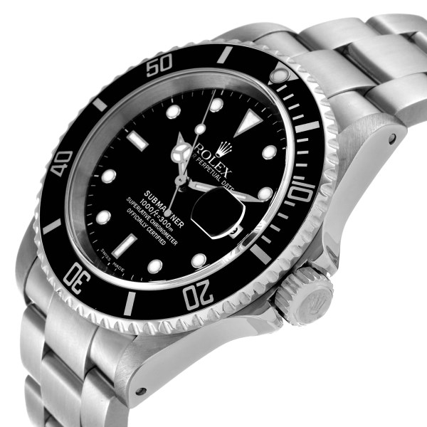 Rolex Submariner Date 40mm Black Dial Steel Mens Watch 16610 Box Papers