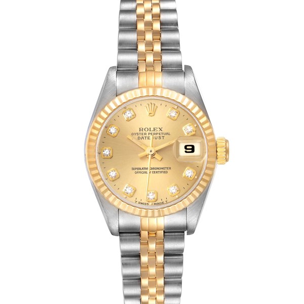 Rolex Datejust Steel Yellow Gold Diamond Ladies Watch 69173