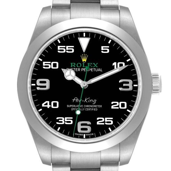 Rolex Oyster Perpetual Air King Green Hand Steel Mens Watch 116900 Box Card