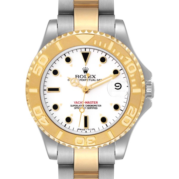 Rolex Yachtmaster 35 Midsize Steel Yellow Gold White Dial Mens Watch 68623