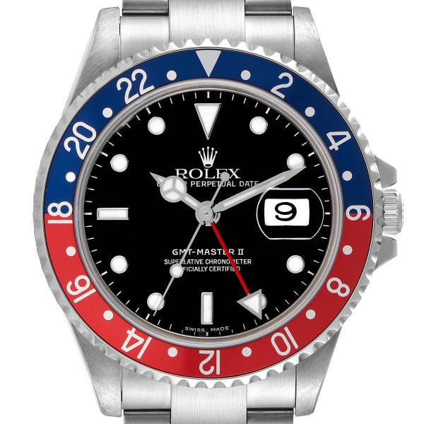 Rolex GMT Master II Blue Red Pepsi Bezel Steel Mens Watch 16710 Box Papers