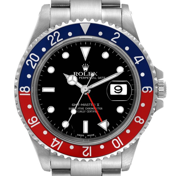 Rolex GMT Master II Blue Red Pepsi Bezel Steel Mens Watch 16710 Box Papers