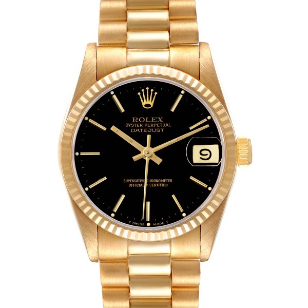 Rolex President Datejust Midsize Yellow Gold Ladies Watch 68278 Box Papers