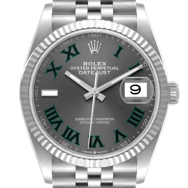 Rolex Datejust Steel White Gold Wimbledon Dial Mens Watch 126234 Unworn