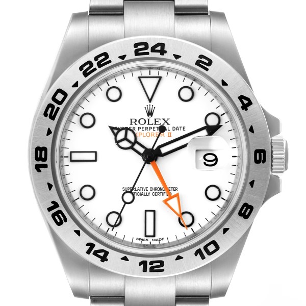 Rolex Explorer II 42 White Polar Dial Orange Hand Steel Mens Watch 216570 Box Card