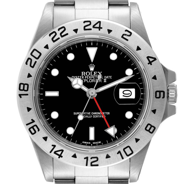 Rolex Explorer II Transitional Stainless Steel Black Dial Mens Watch 16550