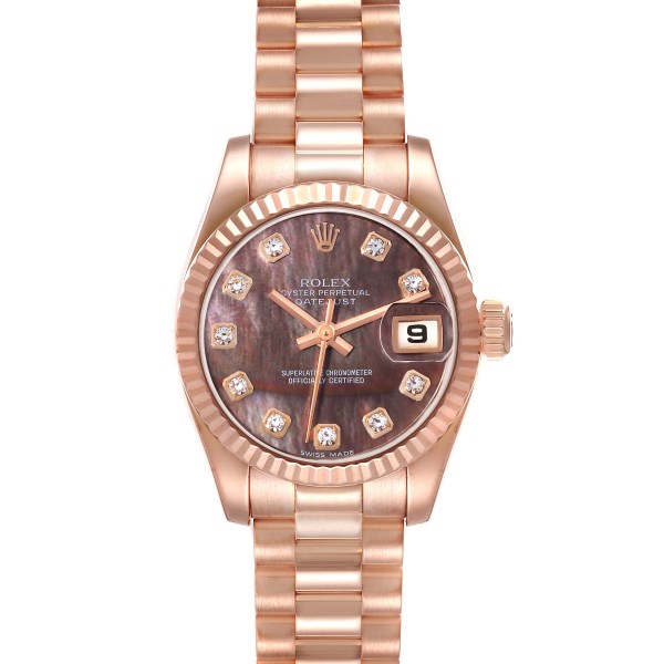 Rolex President Rose Gold Mother of Pearl Diamond Ladies Watch 179175