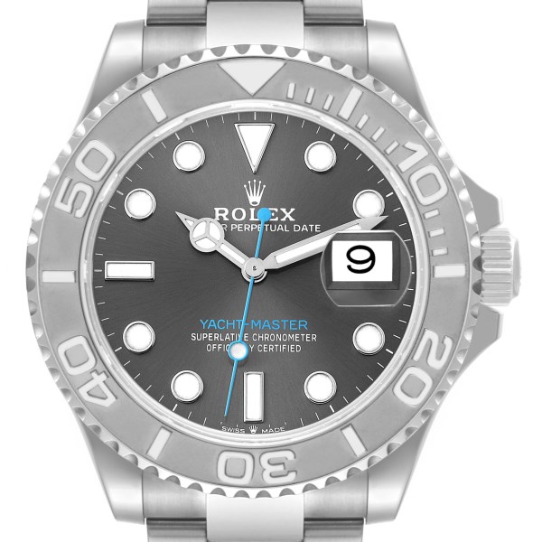 Rolex Yachtmaster Steel Platinum Bezel Rhodium Dial Mens Watch 126622 Box Card