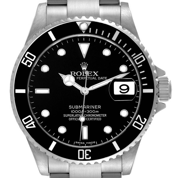 Rolex Submariner Date 40mm Black Dial Steel Mens Watch 16610 Box Card