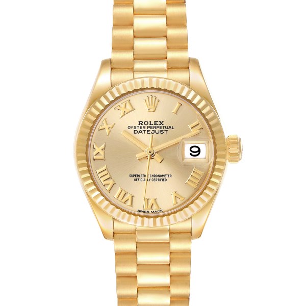 Rolex President Datejust Yellow Gold Champagne Dial Ladies Watch 279178