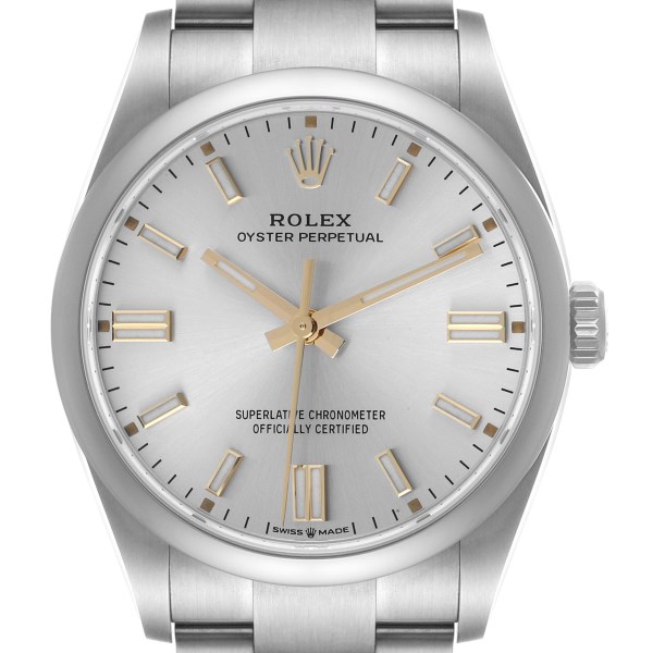Rolex Oyster Perpetual Silver Dial Steel Mens Watch 126000 Unworn