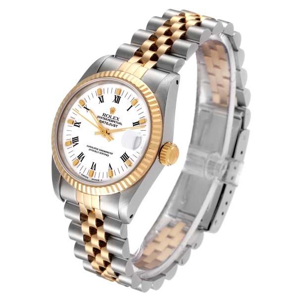 Rolex Datejust Midsize 31mm Steel Yellow Gold White Dial Ladies Watch 68273