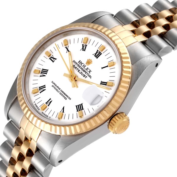 Rolex Datejust Midsize 31mm Steel Yellow Gold White Dial Ladies Watch 68273