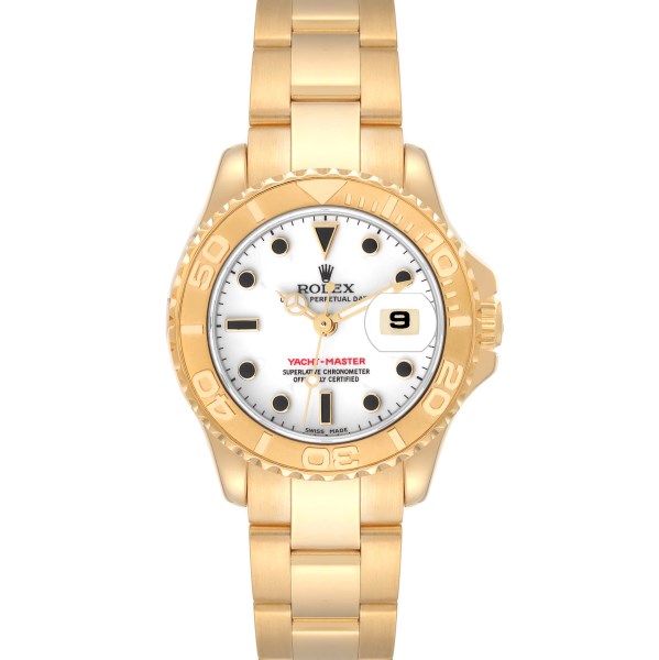 Rolex Yachtmaster 29 Yellow Gold White Dial Ladies Watch 69628