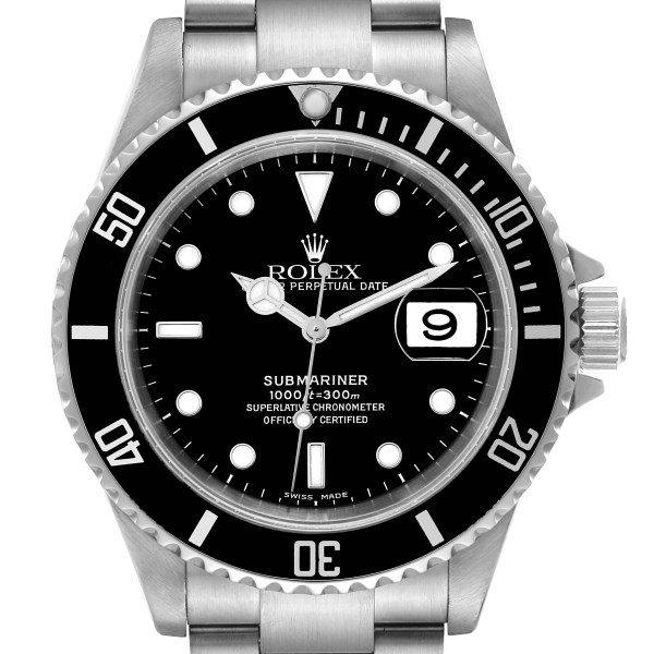 Rolex Submariner Date Black Dial Steel Mens Watch 16610