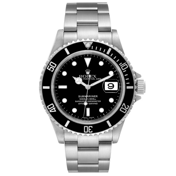 Rolex Submariner Date Black Dial Steel Mens Watch 16610