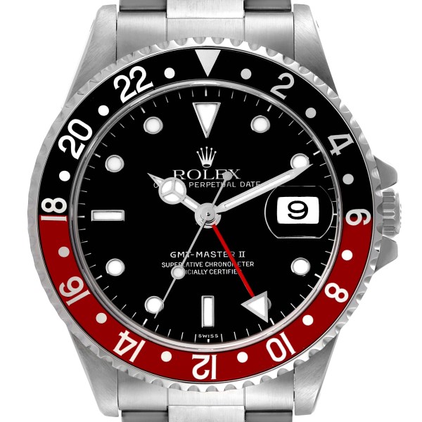 Rolex GMT Master II Black Red Coke Bezel Steel Mens Watch 16710 Box Papers