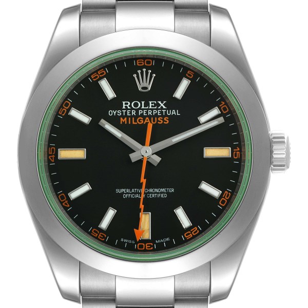 Rolex Milgauss Black Dial Green Crystal Steel Mens Watch 116400GV Box Card Rolex Milgauss Black Dial Green Crystal Steel Mens Watch 116400GV Box Card