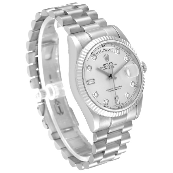 Rolex President Day-Date White Gold Diamond Dial Mens Watch 118239