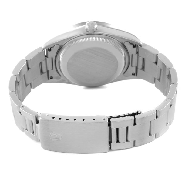 Rolex Date Blue Dial Engine Turned Bezel Steel Mens Watch 15210