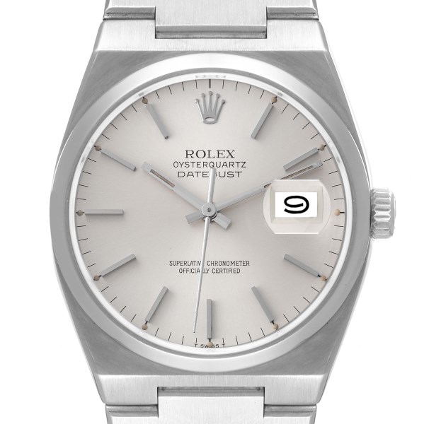 Rolex Oysterquartz Datejust Silver Dial Steel Mens Watch 17000