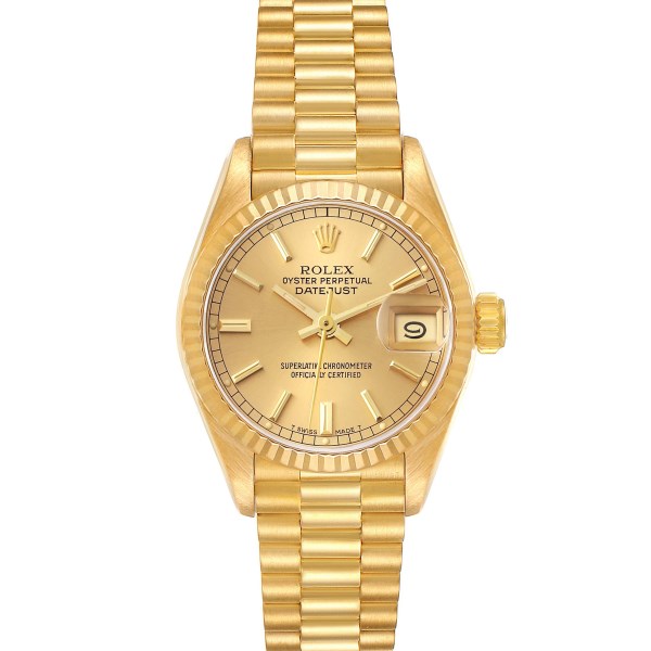 Rolex Datejust President Yellow Gold Champagne Dial Ladies Watch 69178