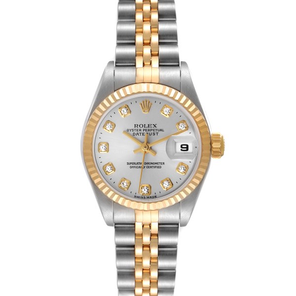 Rolex Datejust Steel Yellow Gold Silver Diamond Dial Ladies Watch 79173