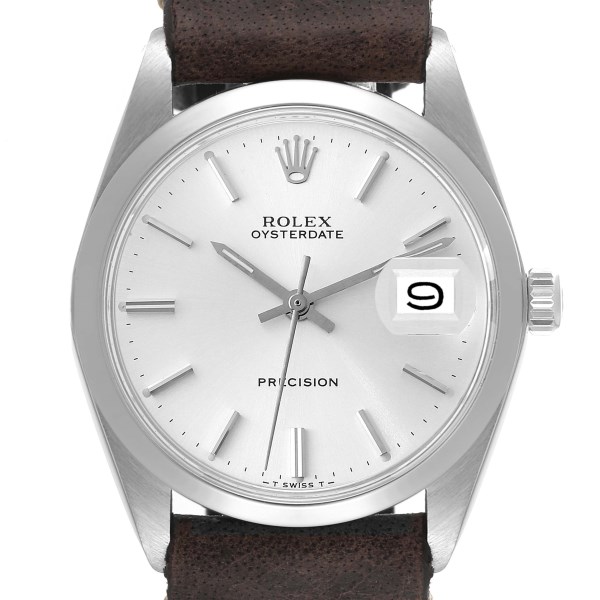 Rolex OysterDate Precision Silver Dial Vintage Steel Mens Watch 6694