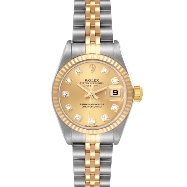 Rolex Datejust Steel Yellow Gold Diamond Dial Ladies Watch 79173 Box Papers