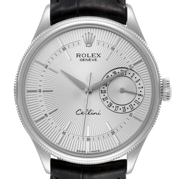 Rolex Cellini Date White Gold Silver Dial Automatic Mens Watch 50519 Box Card