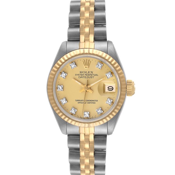 Rolex Datejust Steel Yellow Gold Champagne Diamond Dial Ladies Watch 6917