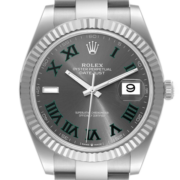 Rolex Datejust 41 Steel White Gold Wimbledon Dial Mens Watch 126334 Unworn