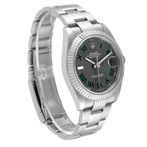 Rolex Datejust 41 Steel White Gold Wimbledon Dial Mens Watch 126334 Unworn