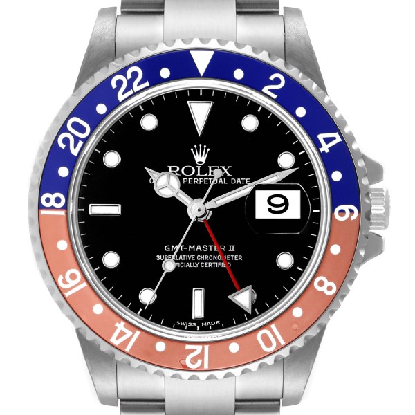 Rolex GMT Master II Pepsi Bezel Steel Mens Watch 16710 Box Papers
