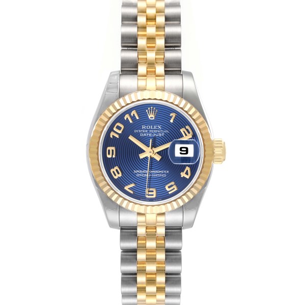 Rolex Datejust 26 Steel Yellow Gold Blue Concentric Dial Watch 179173 Unworn