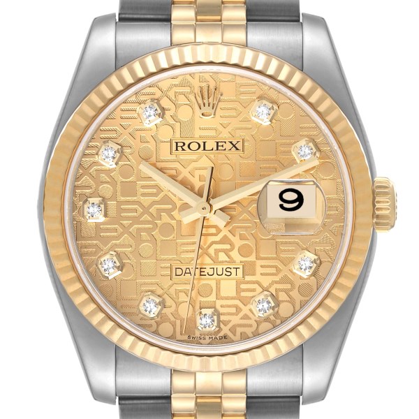 Rolex Datejust Steel Yellow Gold Anniversary Diamond Dial Mens Watch 116233