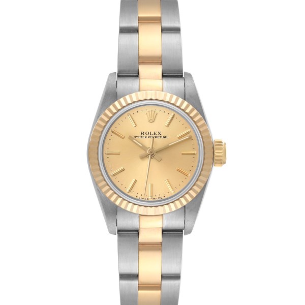 Rolex Oyster Perpetual Steel Yellow Gold Ladies Watch 67193 Box Papers