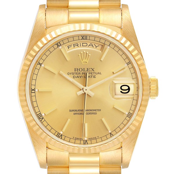 Rolex President Day-Date Yellow Gold Champagne Dial Mens Watch 18238