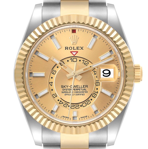 Rolex Sky Dweller Steel Yellow Gold Champagne Dial Mens Watch 326933 Unworn